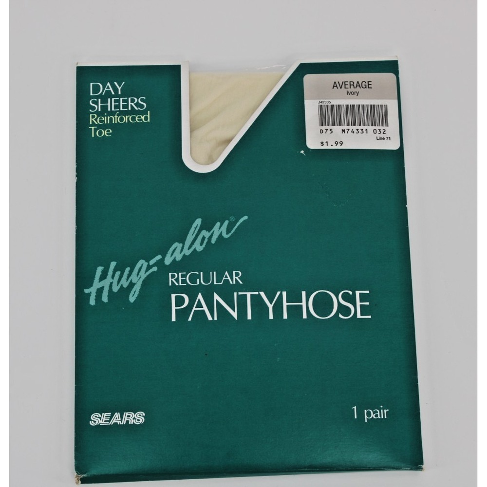 Sears Vintage Hug-alon Control Top Pantyhose Average Ivory Day‎ Sheers
